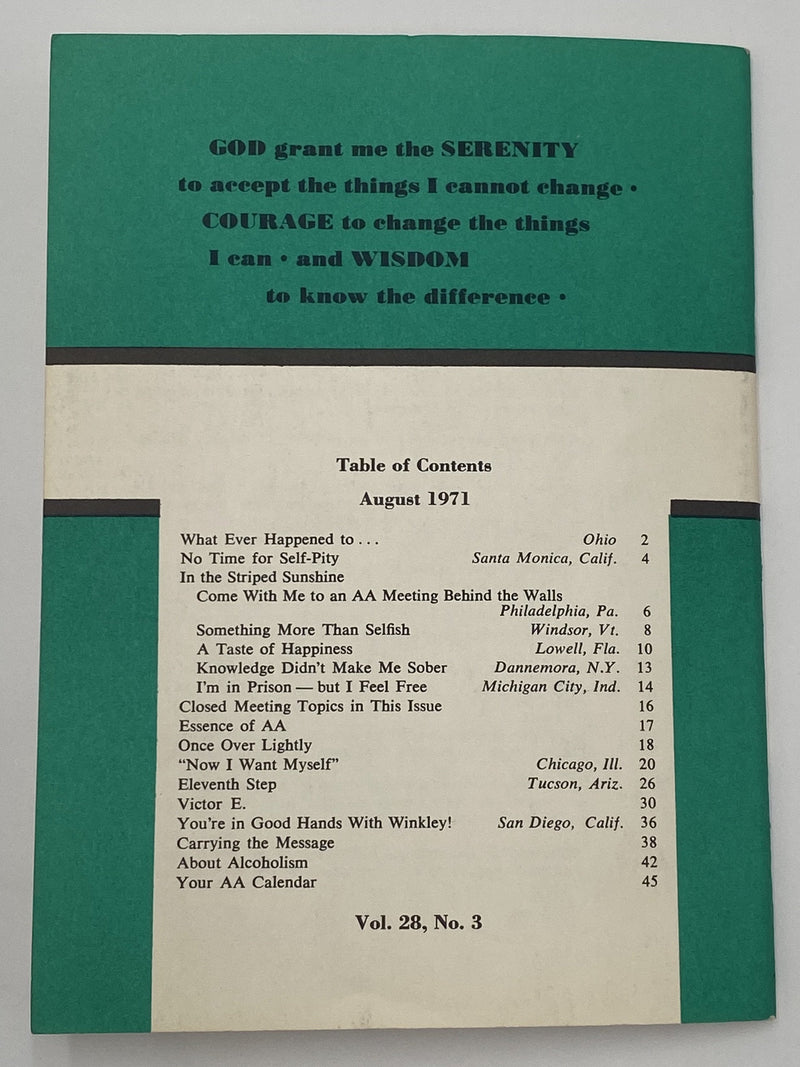 AA Grapevine - Prisons - August 1971 Recovery Collectibles