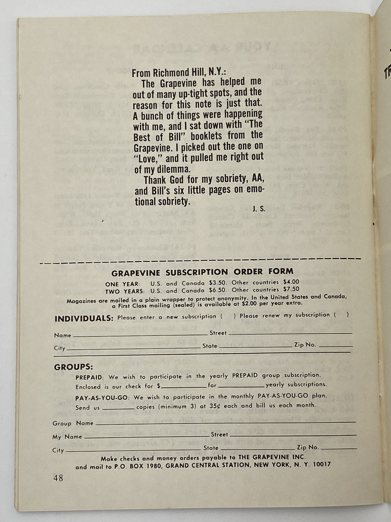 AA Grapevine - Prisons - July 1970 Recovery Collectibles