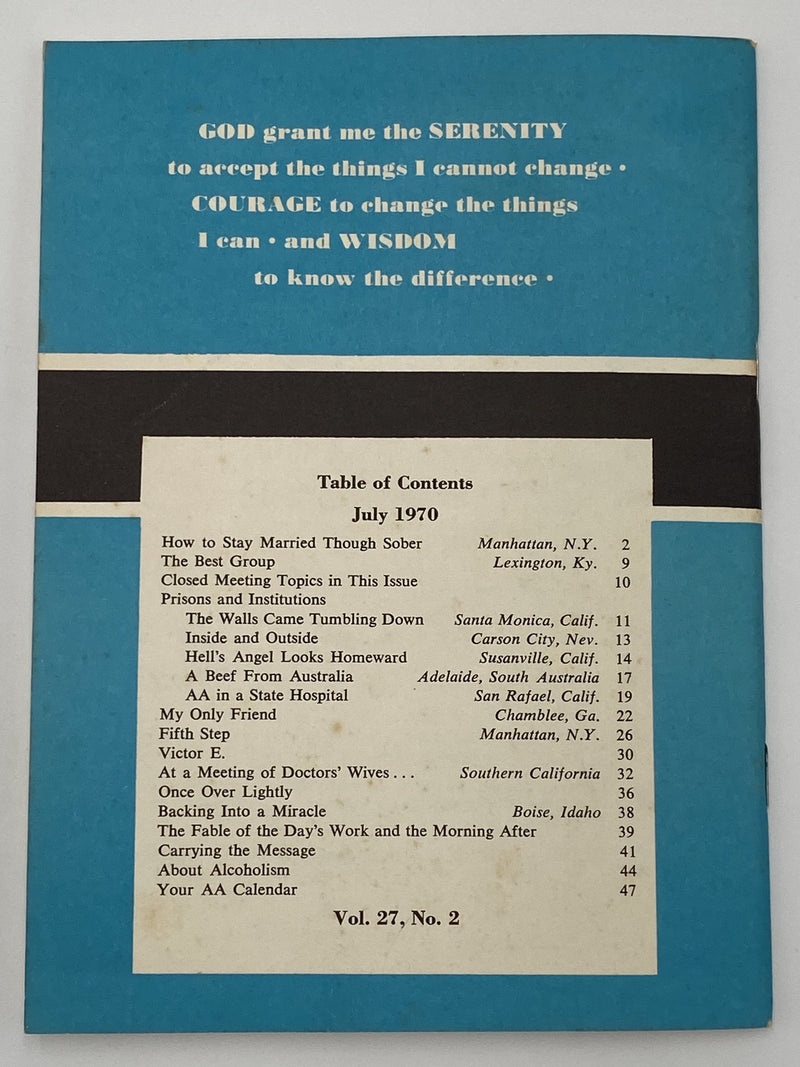 AA Grapevine - Prisons - July 1970 Recovery Collectibles