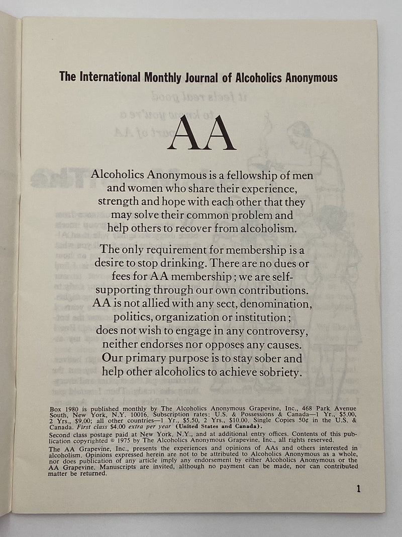 AA Grapevine - Progressive Sobriety - June 1975 Recovery Collectibles