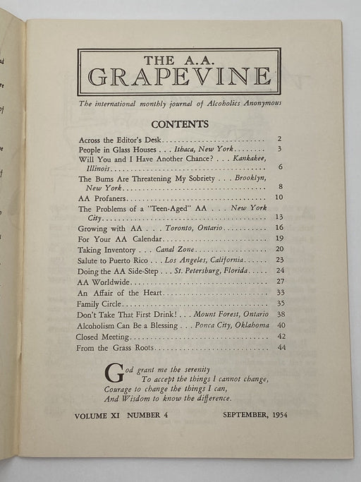 AA Grapevine - September 1954 Recovery Collectibles