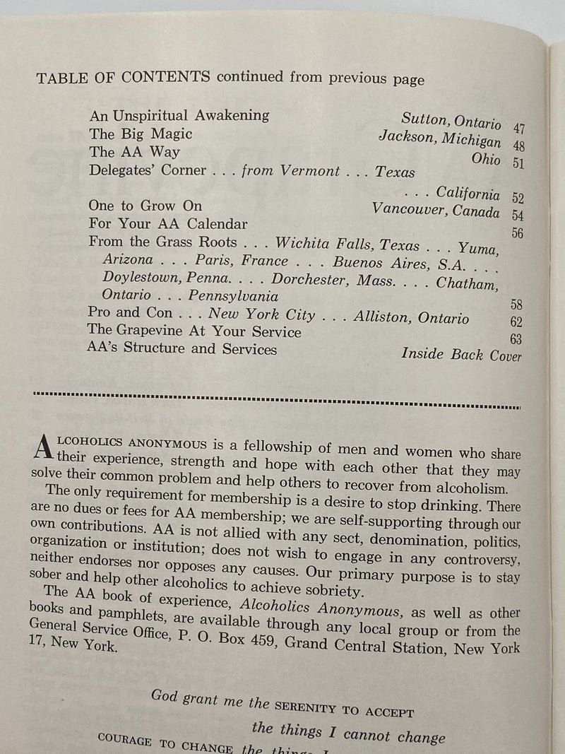 AA Grapevine - September 1958 Recovery Collectibles