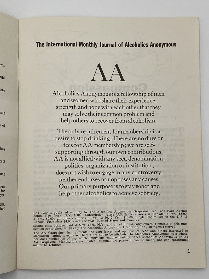 AA Grapevine - September 1975 - Sponsorship Recovery Collectibles