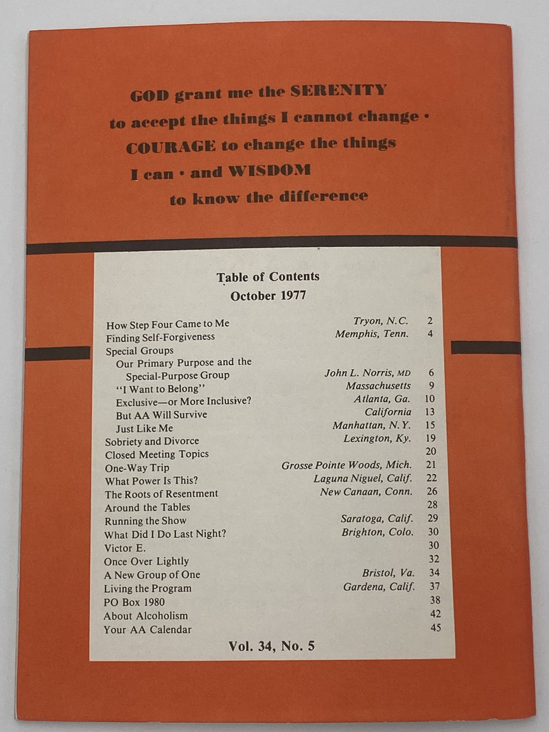 AA Grapevine - Special Groups - October 1977 Recovery Collectibles