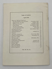 AA Grapevine - Spiritual Experience - April 1978 Recovery Collectibles