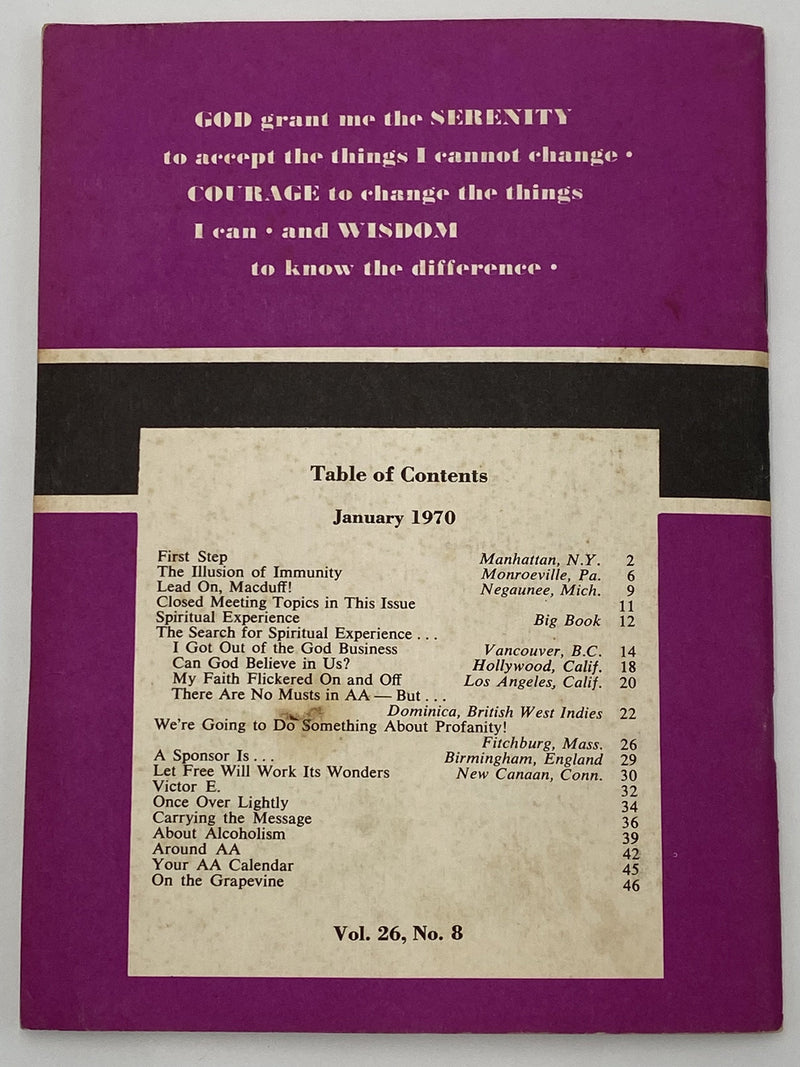 AA Grapevine - Spiritual Experience - January 1970 Recovery Collectibles