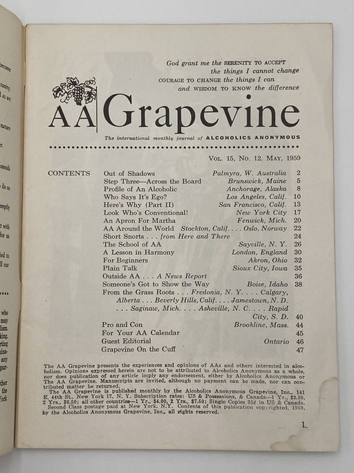 AA Grapevine - Step Three - May 1959 Recovery Collectibles