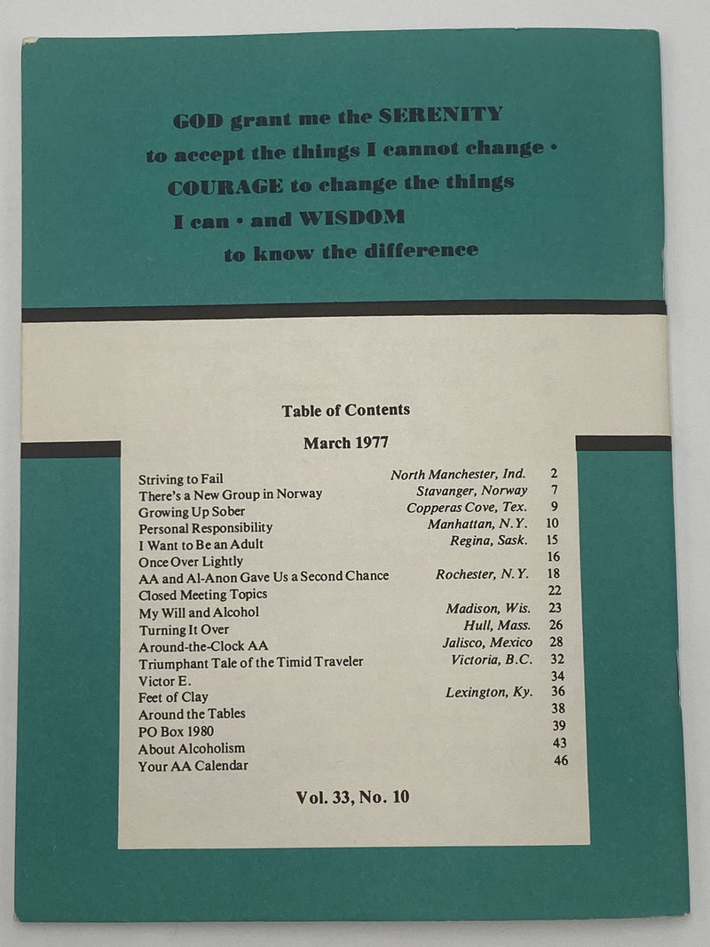 AA Grapevine - Striving to Fail - March 1977 Recovery Collectibles