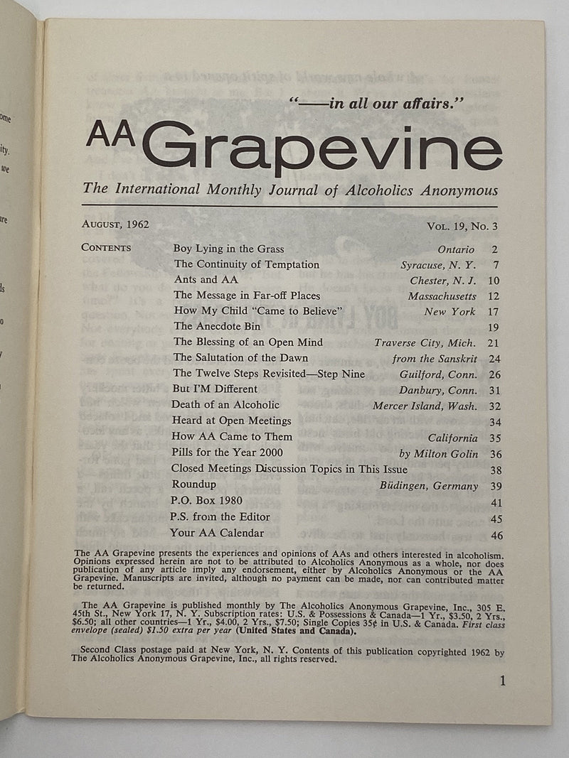 AA Grapevine - Temptation - August 1962 Recovery Collectibles