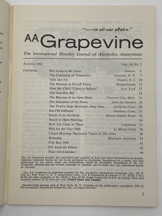 AA Grapevine - Temptation - August 1962 Recovery Collectibles