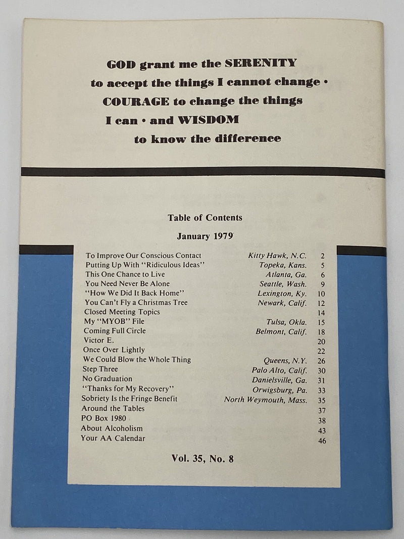 AA Grapevine - Thanks for My Recovery - January 1979 Recovery Collectibles