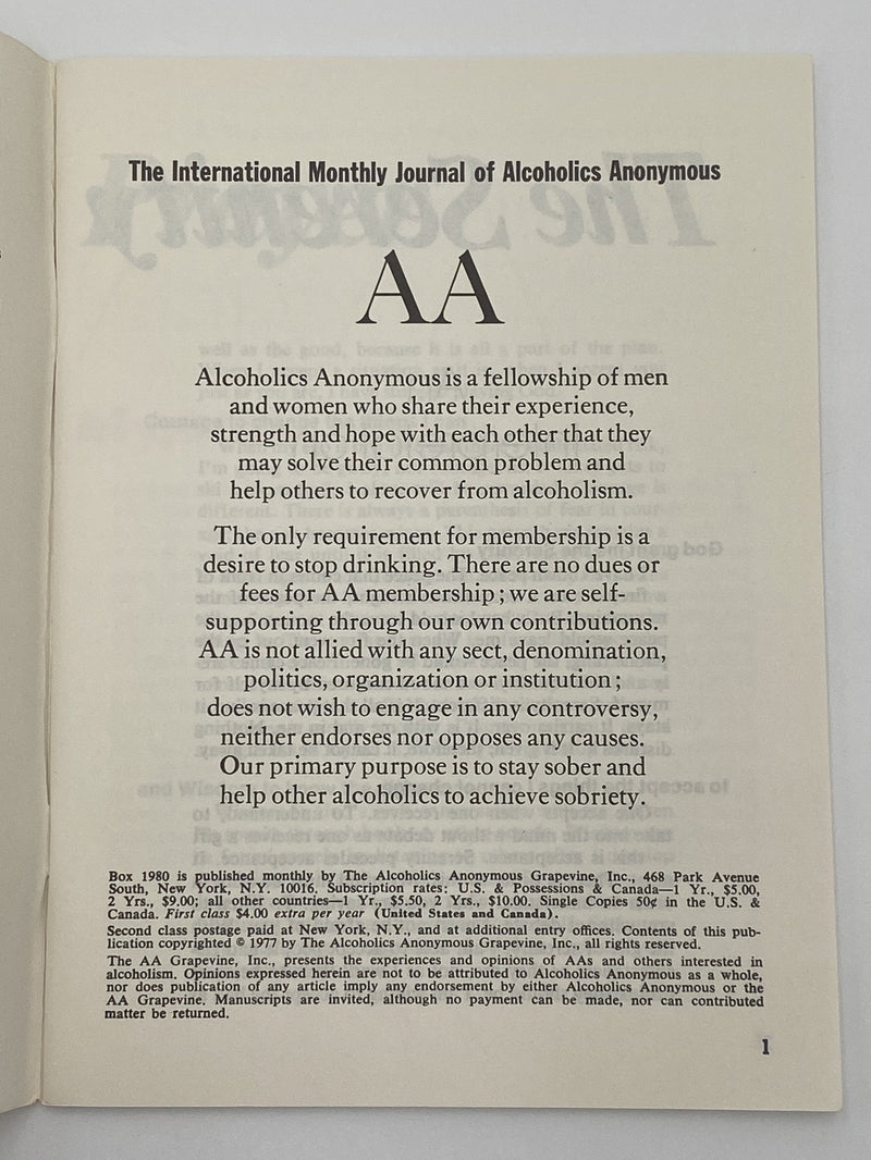 AA Grapevine - The AA Group - April 1977 Recovery Collectibles