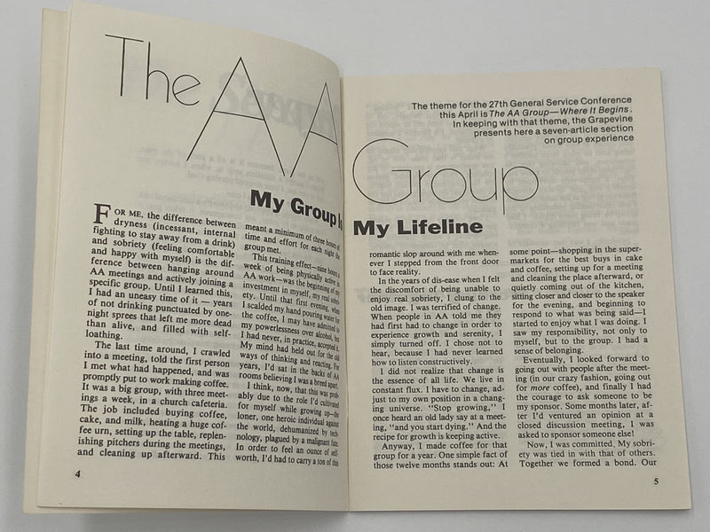 AA Grapevine - The AA Group - April 1977 Recovery Collectibles