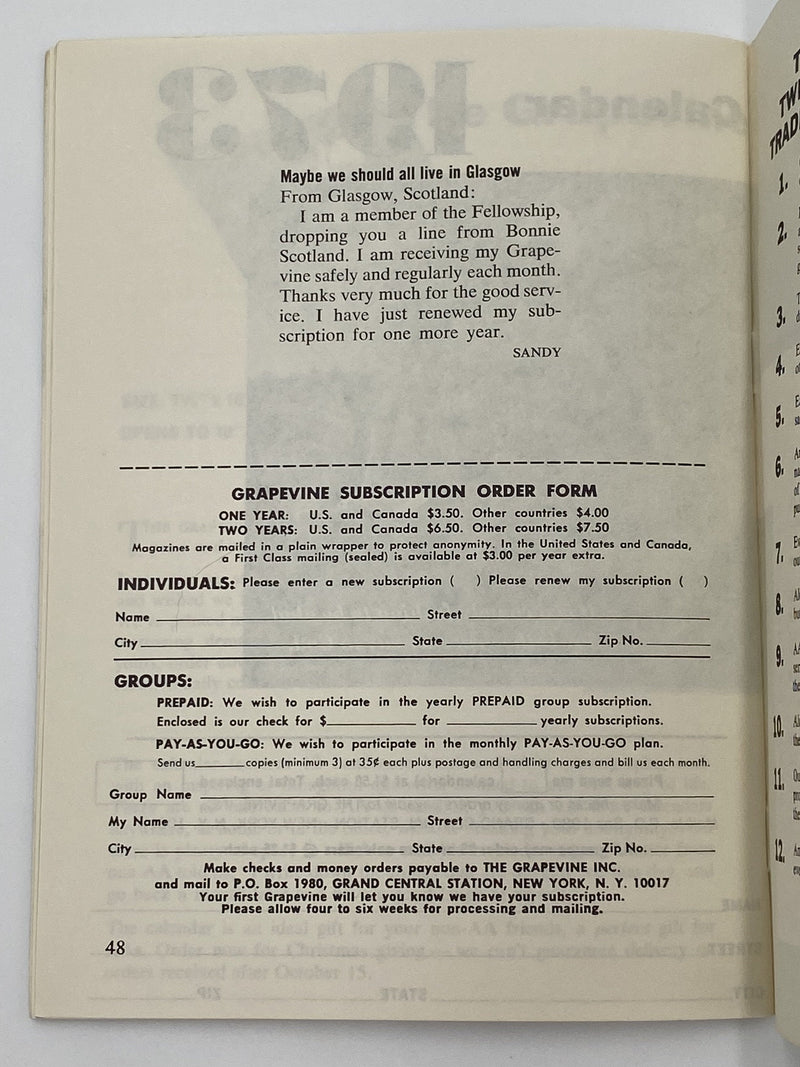 AA Grapevine - The Faith to Believe In What Is - July 1972 Recovery Collectibles
