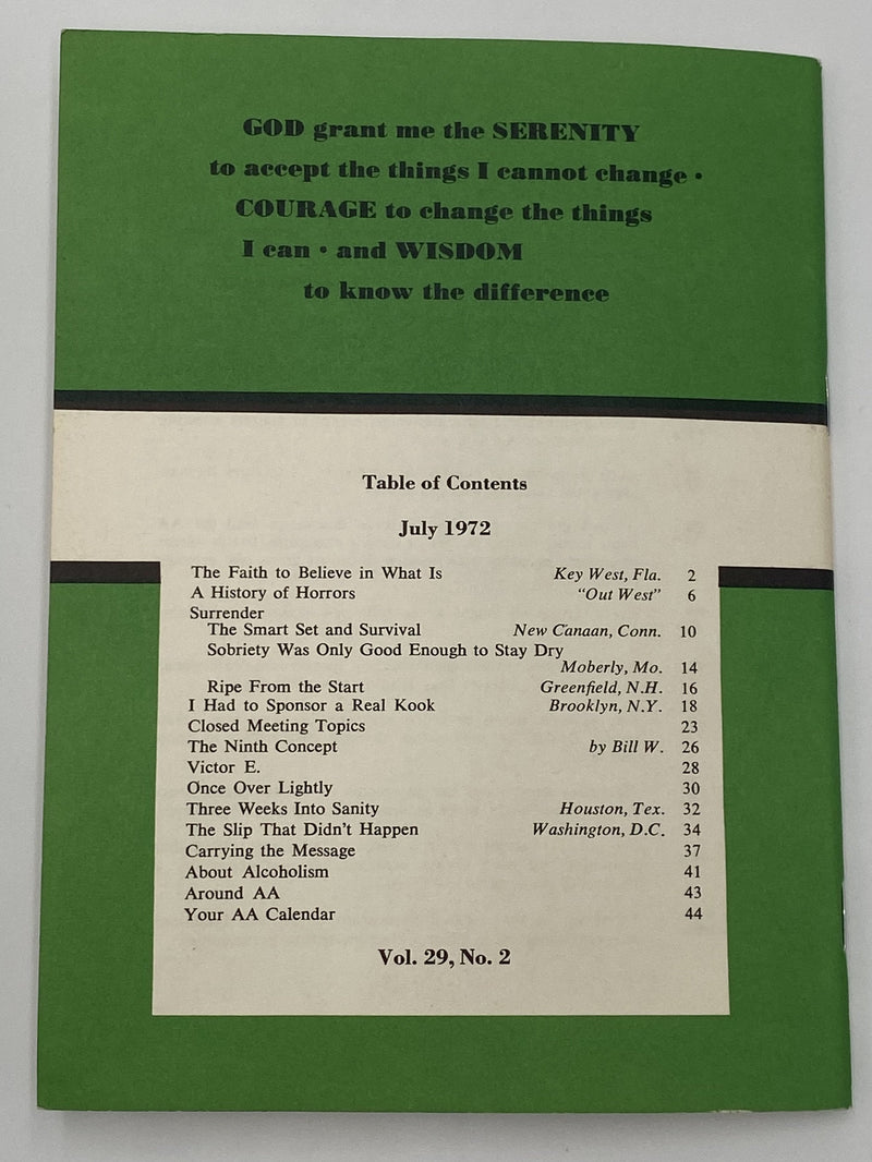 AA Grapevine - The Faith to Believe In What Is - July 1972 Recovery Collectibles