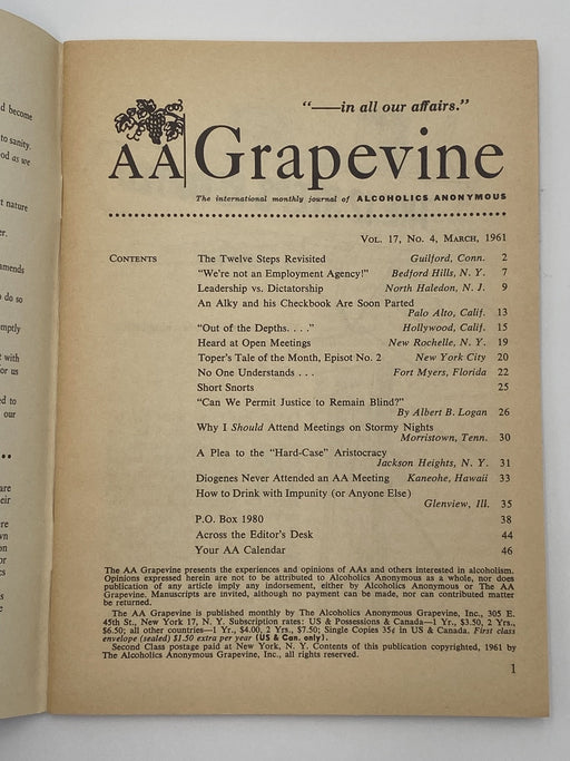 AA Grapevine - The Twelve Steps Revisited - March 1961 Recovery Collectibles