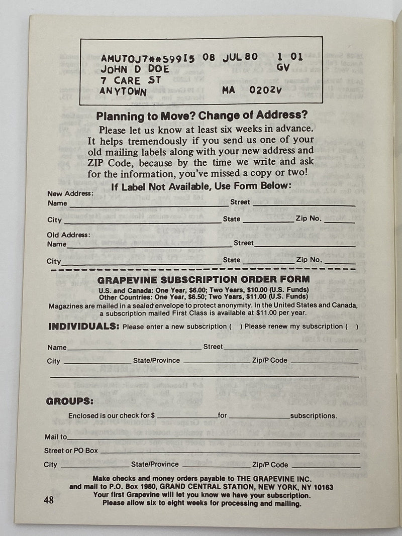 AA Grapevine - Third Step - September 1980 Recovery Collectibles