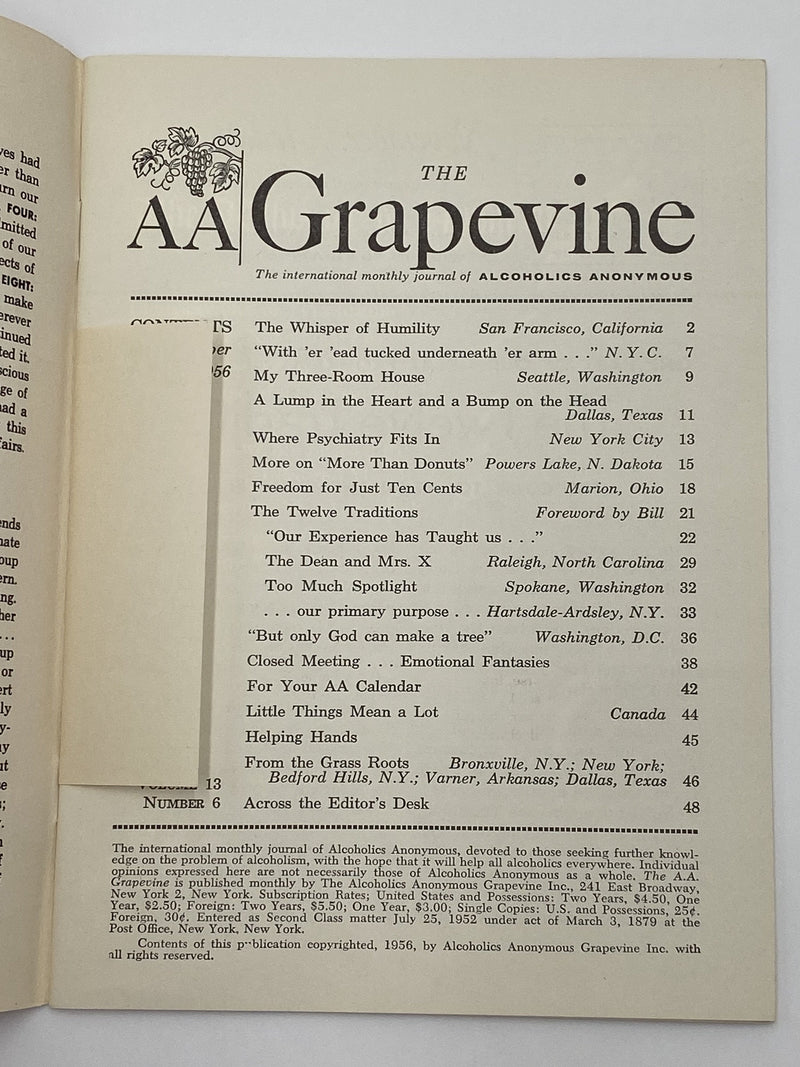 AA Grapevine - Traditions Month - November 1956 Recovery Collectibles