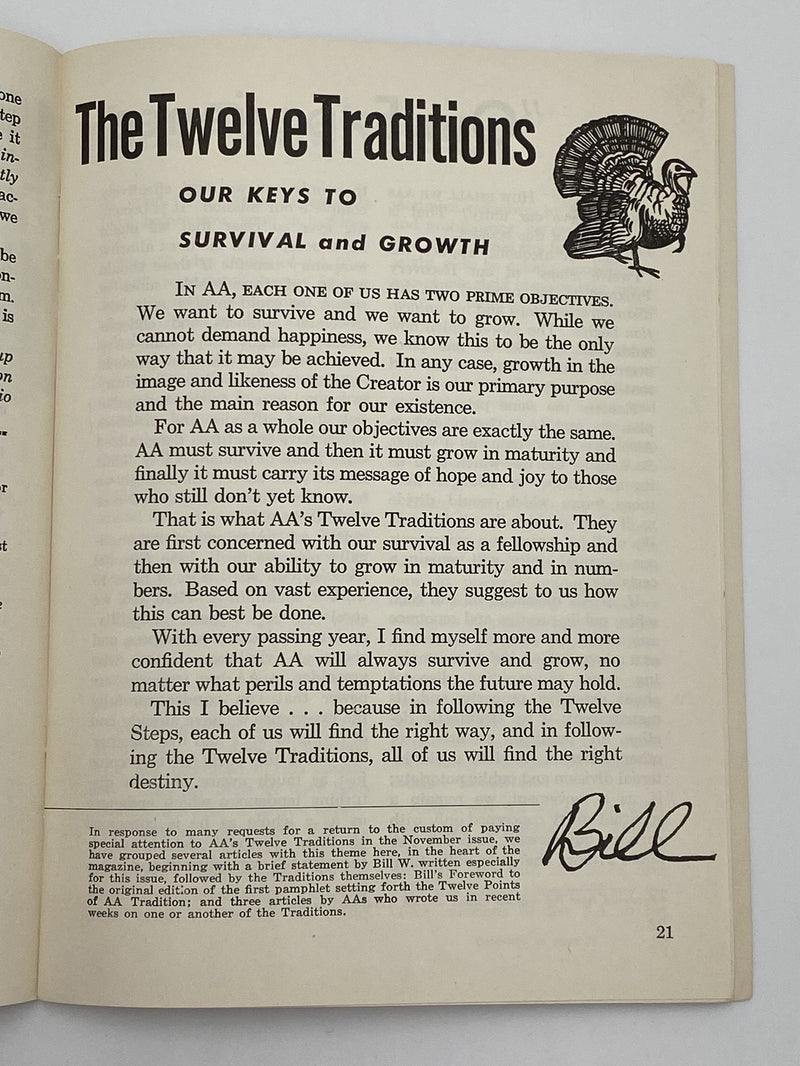 AA Grapevine - Traditions Month - November 1956 Recovery Collectibles