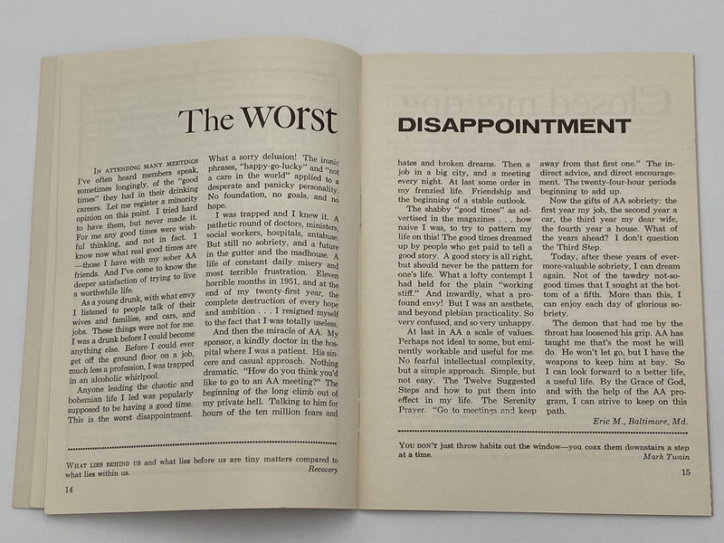 AA Grapevine - Tranquilizers - October 1956 Recovery Collectibles