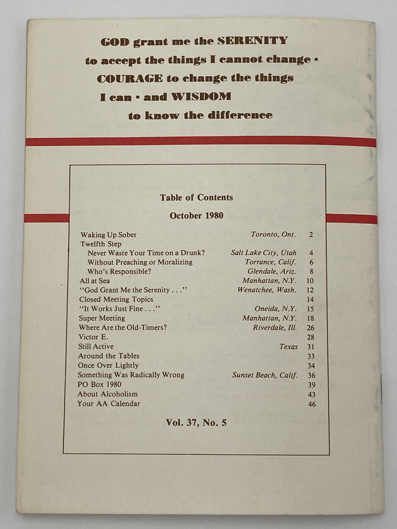 AA Grapevine - Twelfth Step - October 1980 Recovery Collectibles