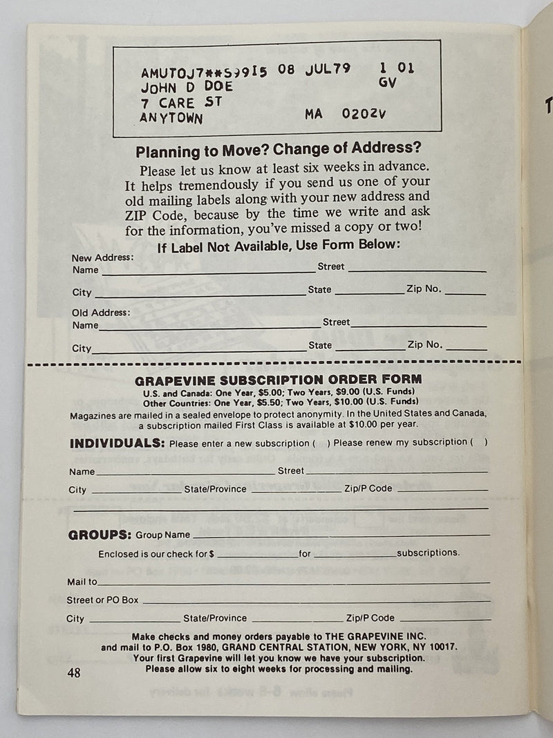 AA Grapevine - Twenty Four Hours - September 1979 Recovery Collectibles