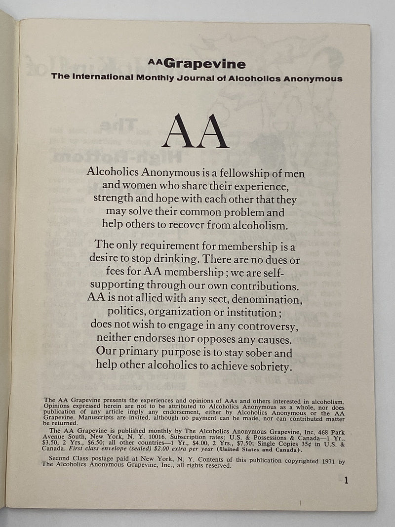 AA Grapevine - What Kind of Drunk Were You - June 1971 Recovery Collectibles
