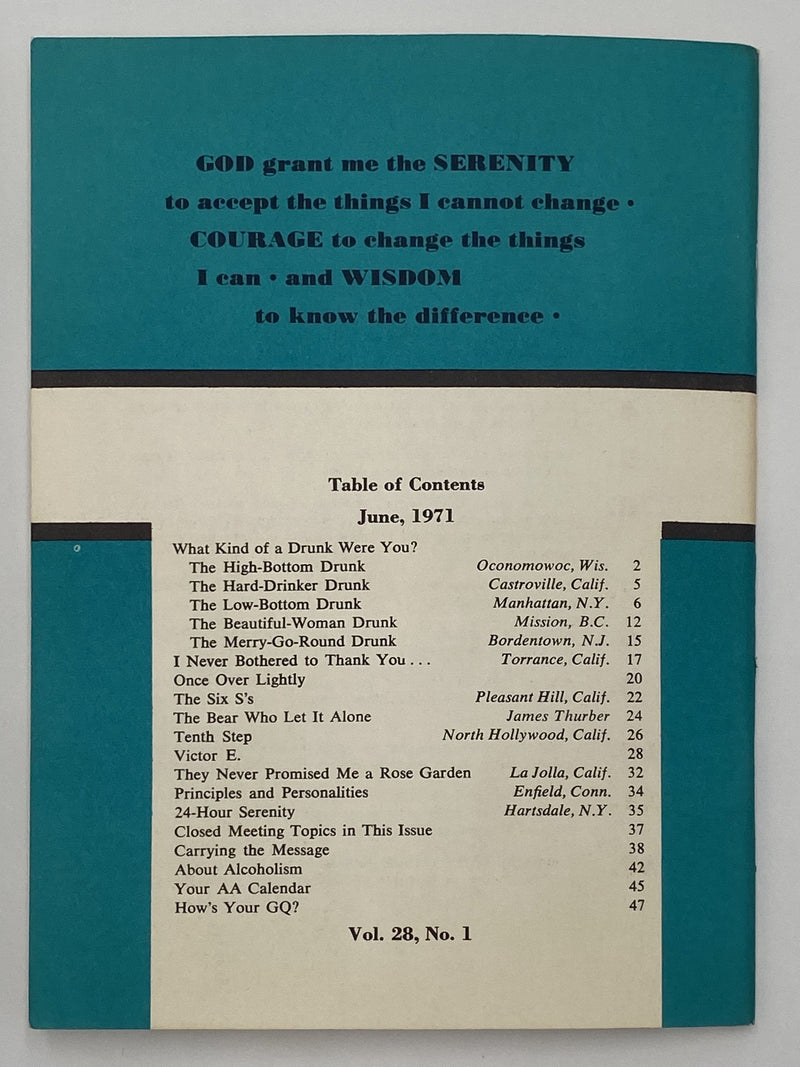 AA Grapevine - What Kind of Drunk Were You - June 1971 Recovery Collectibles