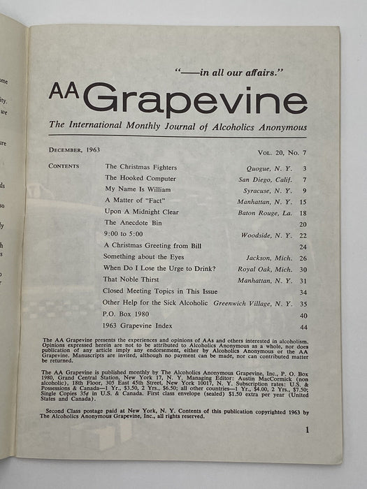AA Grapevine - Why Fight Christmas - December 1963 Recovery Collectibles