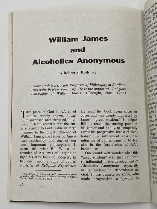 AA Grapevine - William James and AA - August 1967 Recovery Collectibles