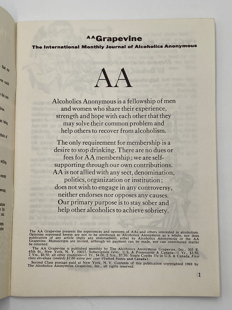 AA Grapevine - Young People and AA - July 1969 Recovery Collectibles