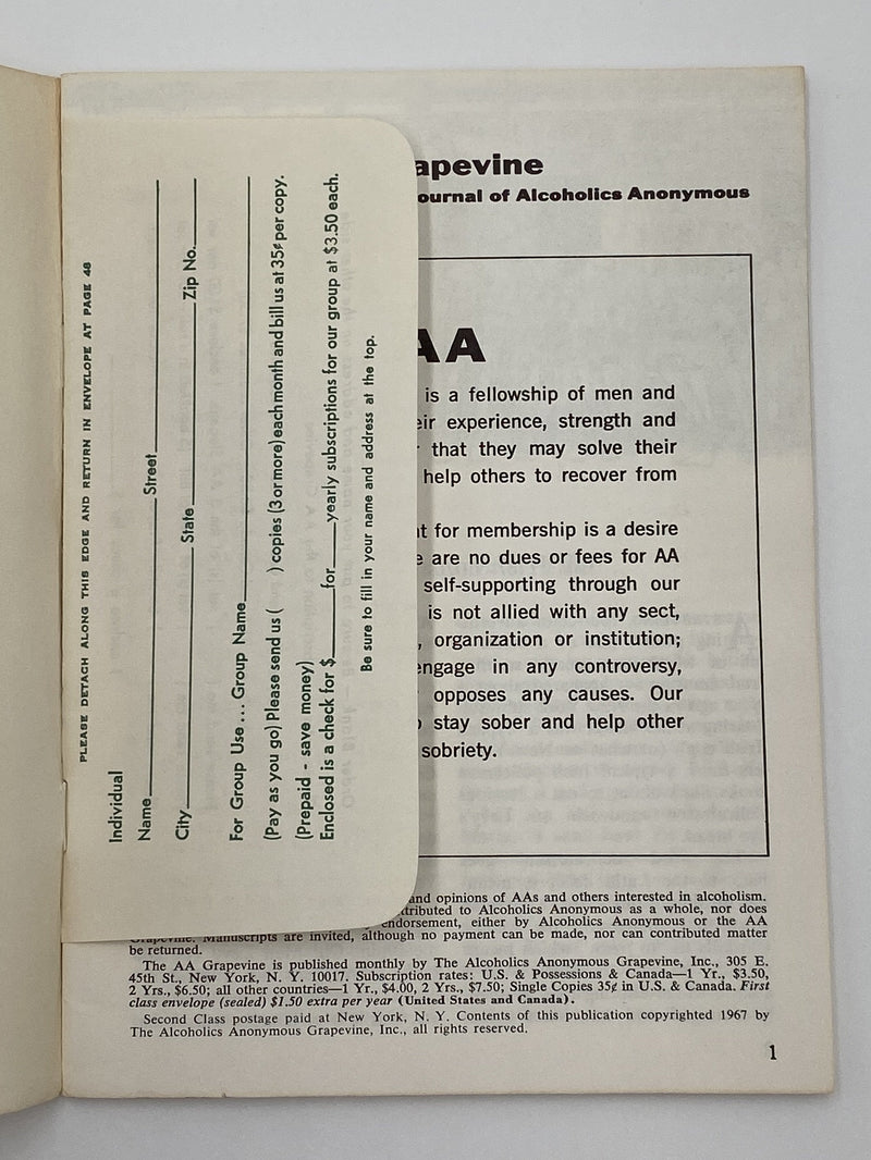 AA Grapevine April 1967 Recovery Collectibles