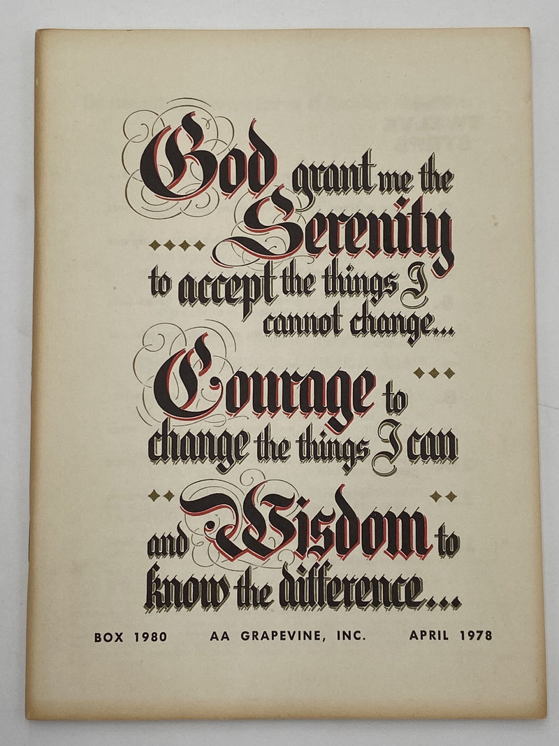AA Grapevine April 1978 - Search for Spiritual Experience Recovery Collectibles