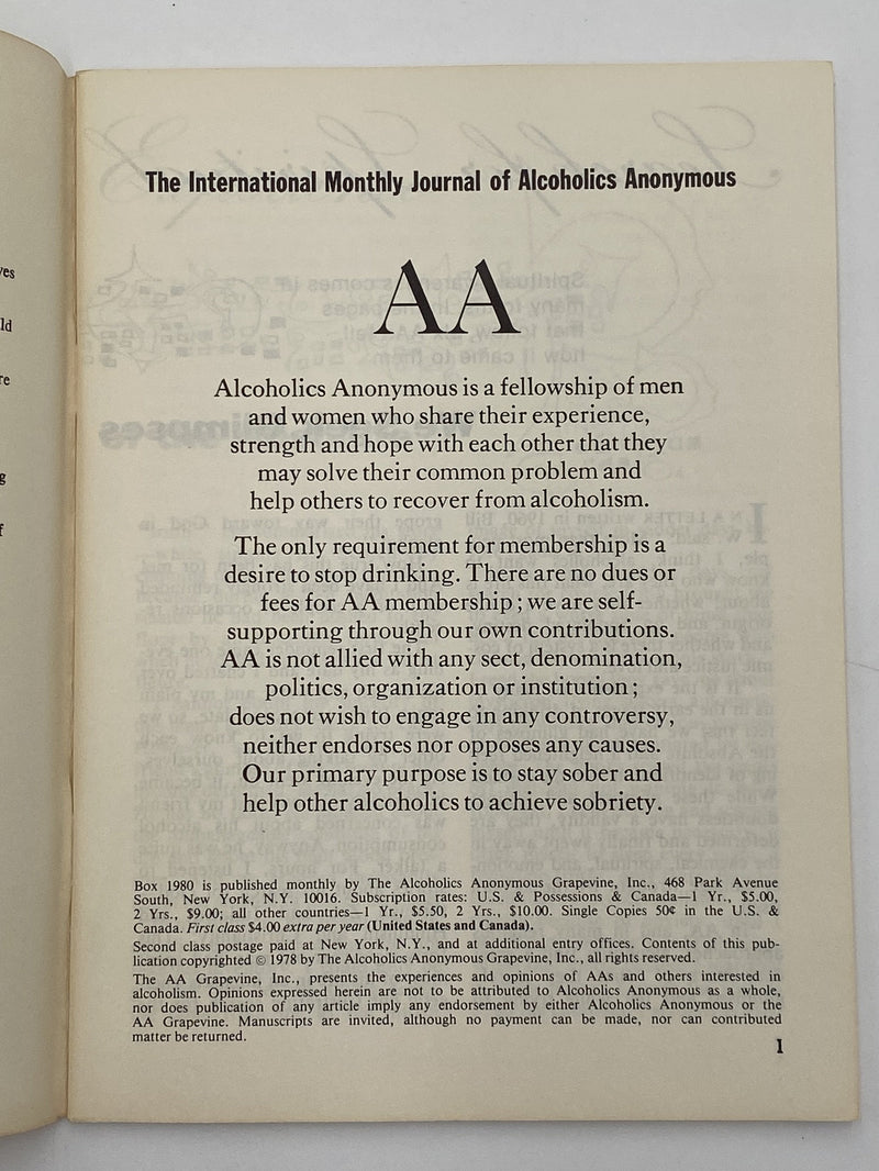 AA Grapevine April 1978 - Search for Spiritual Experience Recovery Collectibles