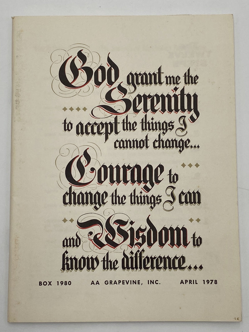 AA Grapevine April 1978 - Spiritual Experience Recovery Collectibles