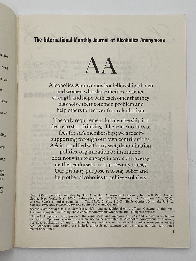 AA Grapevine April 1978 - Spiritual Experience Recovery Collectibles