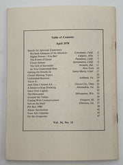 AA Grapevine April 1978 - Spiritual Experience Recovery Collectibles