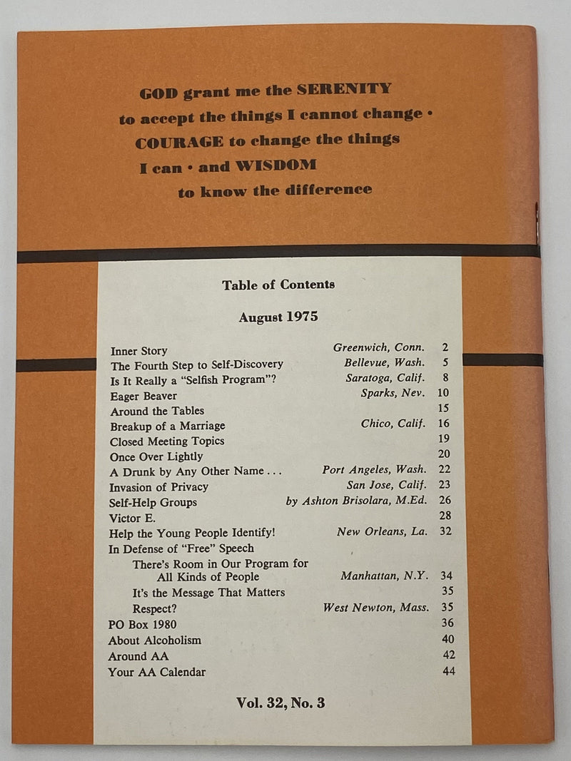 AA Grapevine August 1975 - Breakup of a Marriage Recovery Collectibles