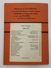 AA Grapevine August 1978 - Living Drug Free Recovery Collectibles