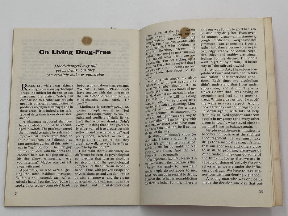 AA Grapevine August 1978 - Living Drug Free Recovery Collectibles