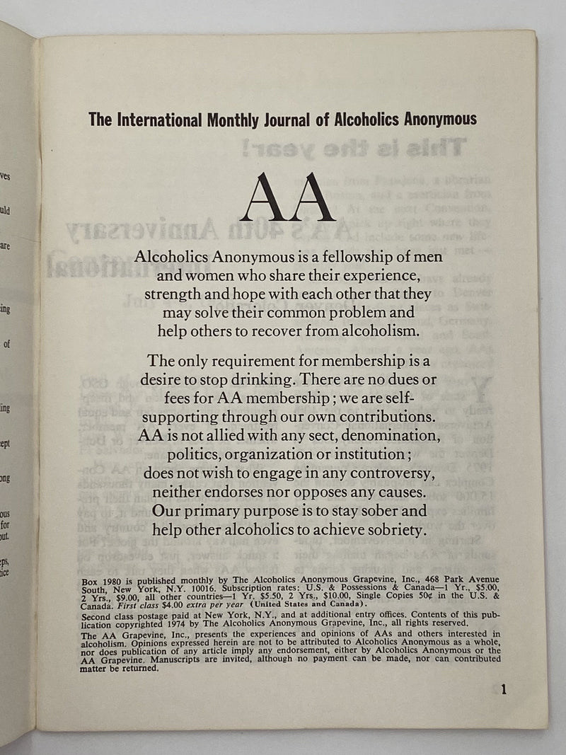 AA Grapevine January 1975 - This is the Year Recovery Collectibles