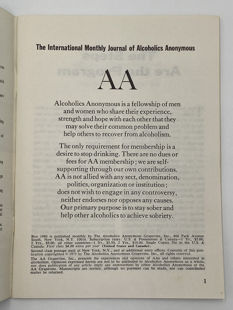 AA Grapevine July 1975 - AA and Prison Recovery Collectibles