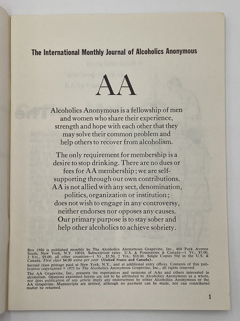 AA Grapevine June 1975 - Progressive Sobriety Recovery Collectibles