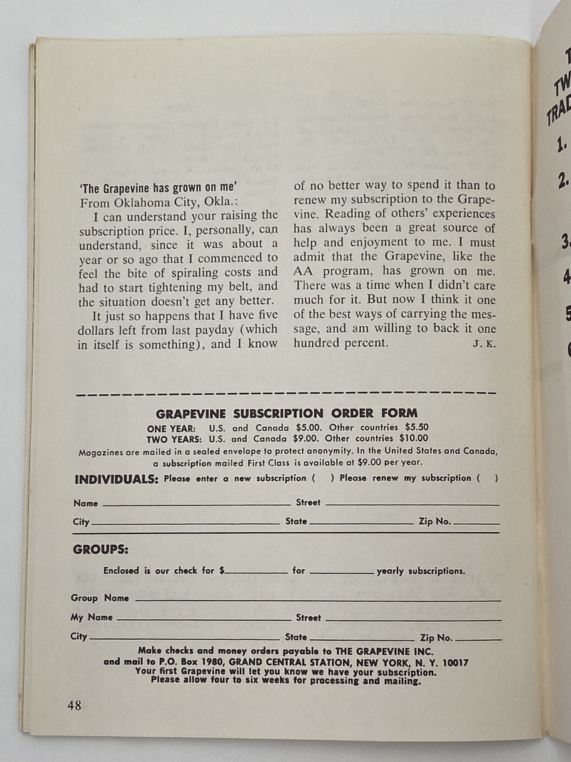 AA Grapevine June 1975 - Progressive Sobriety Recovery Collectibles