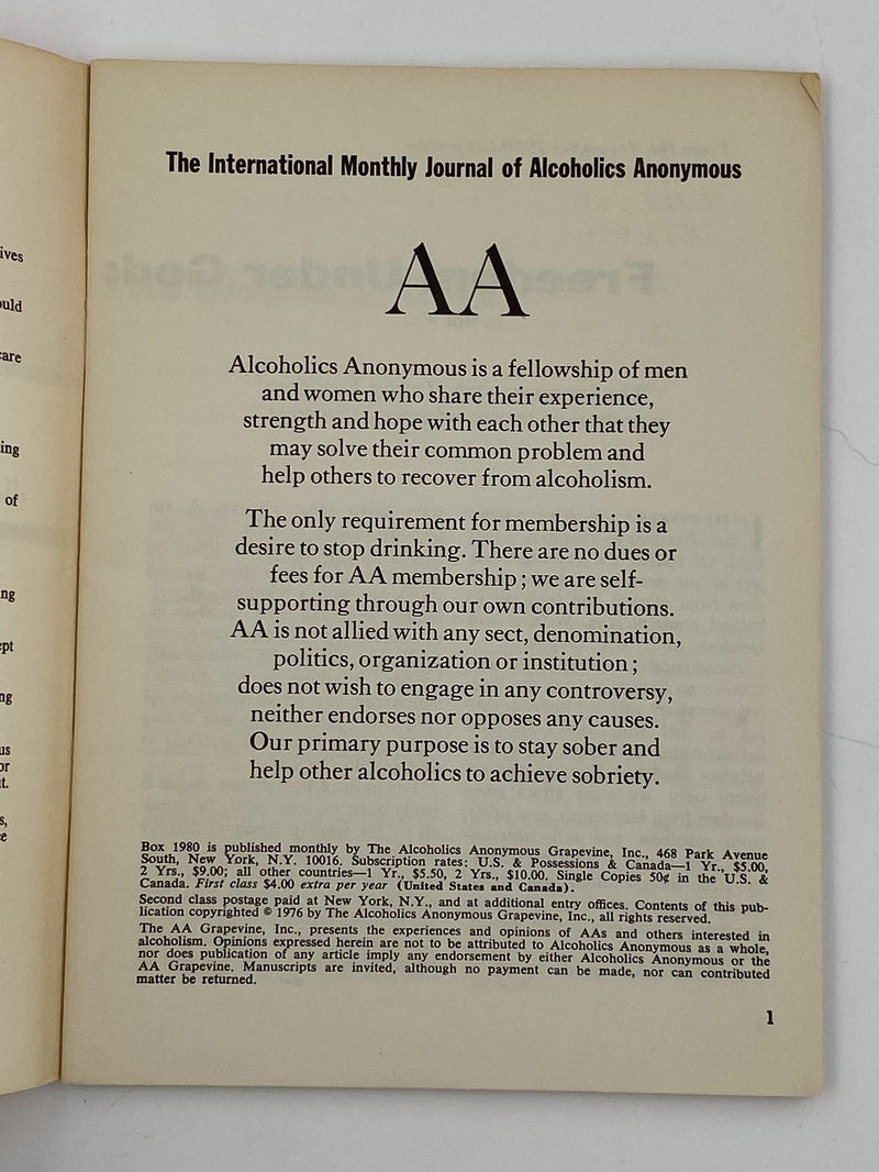 AA Grapevine June 1976 - Grandiosity Recovery Collectibles