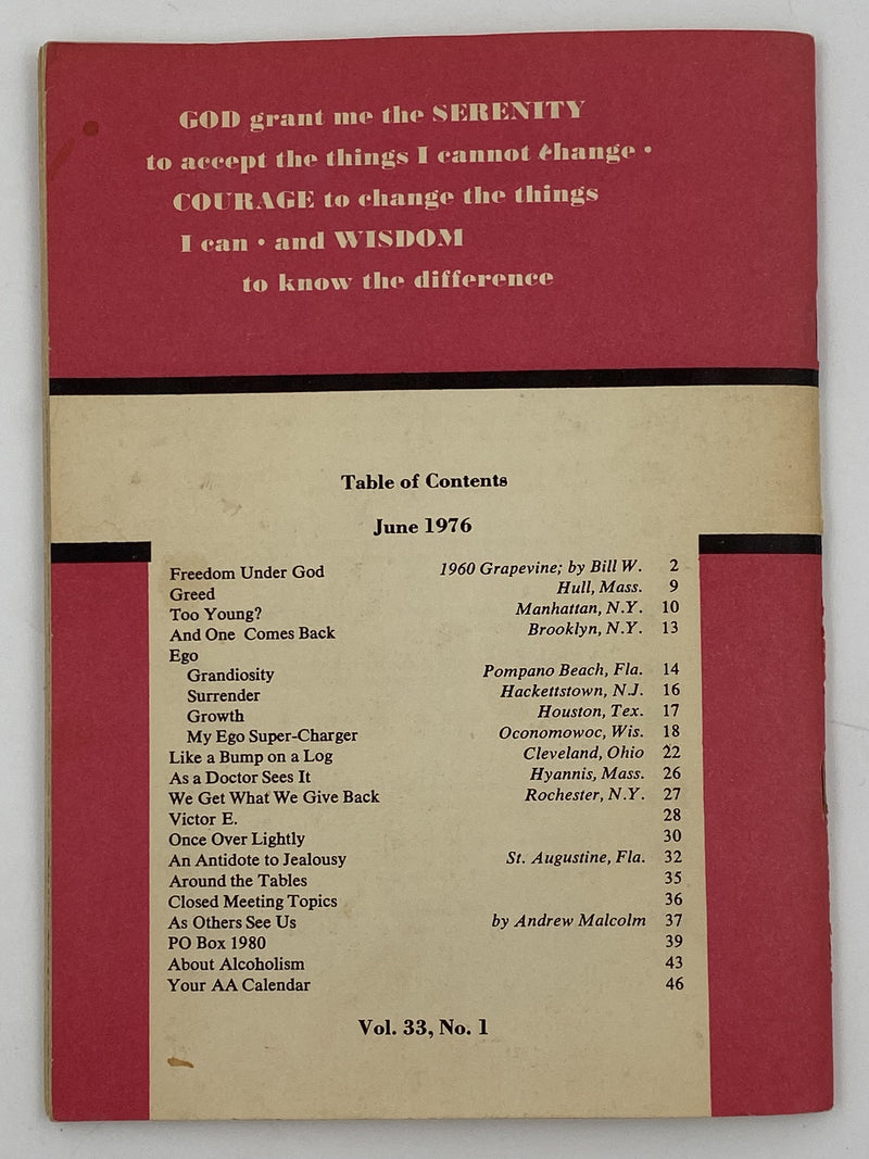 AA Grapevine June 1976 - Grandiosity Recovery Collectibles