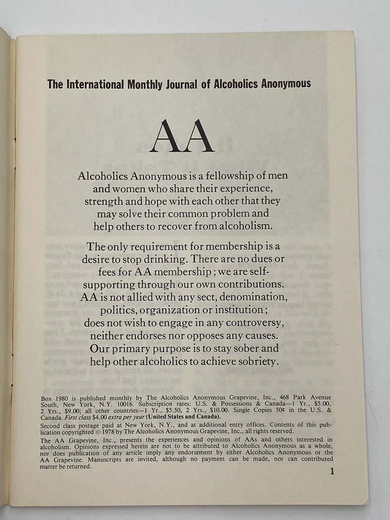 AA Grapevine June 1978 - Will We Squander Our Inheritance? Recovery Collectibles