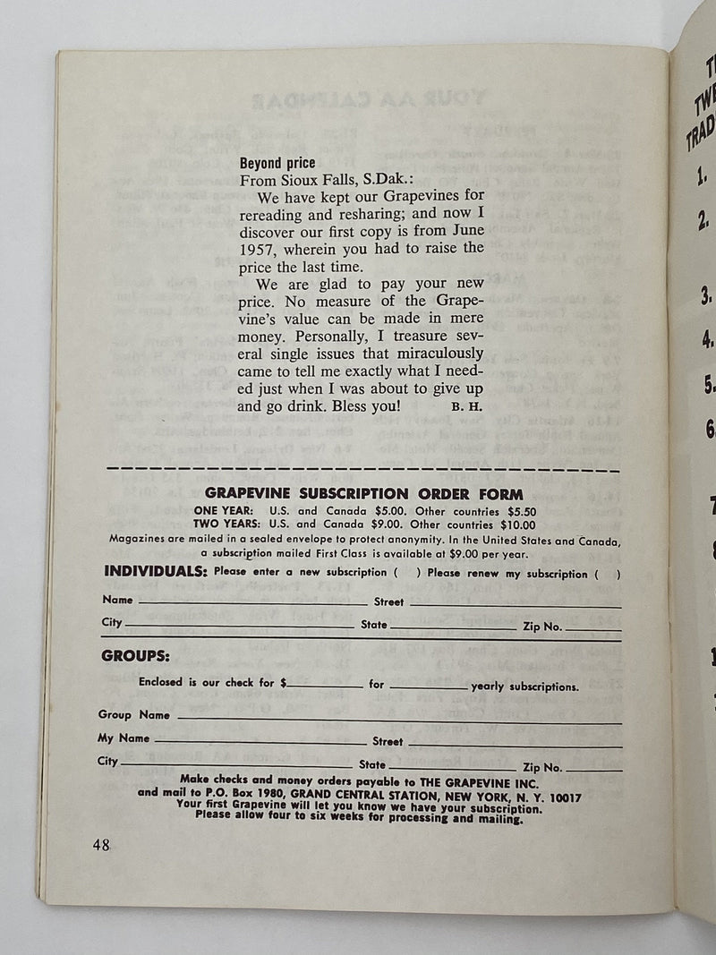 AA Grapevine March 1975 Recovery Collectibles