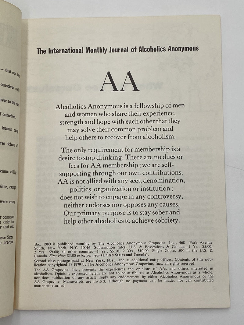 AA Grapevine March 1979 - A Disease of Opposites Recovery Collectibles