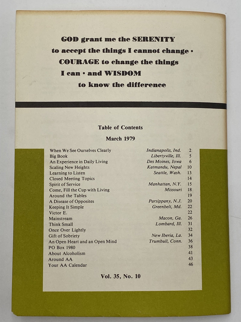 AA Grapevine March 1979 - A Disease of Opposites Recovery Collectibles